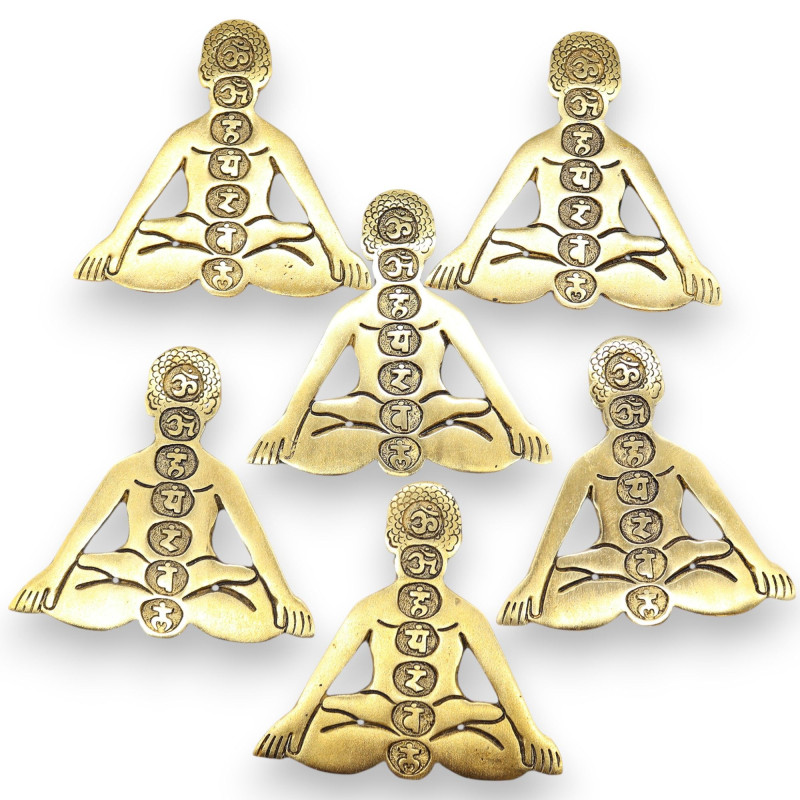 Porte-encens Yoga Sept Chakras en aluminium doré 12 x 12 cm