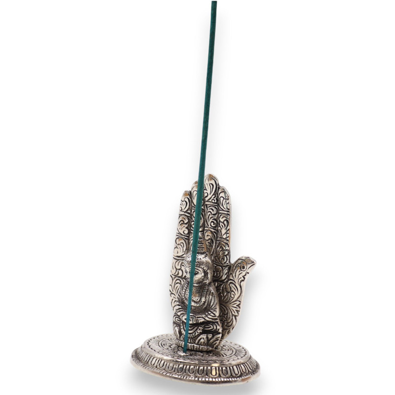 Porte-encens Bouddha en main 13x9cm