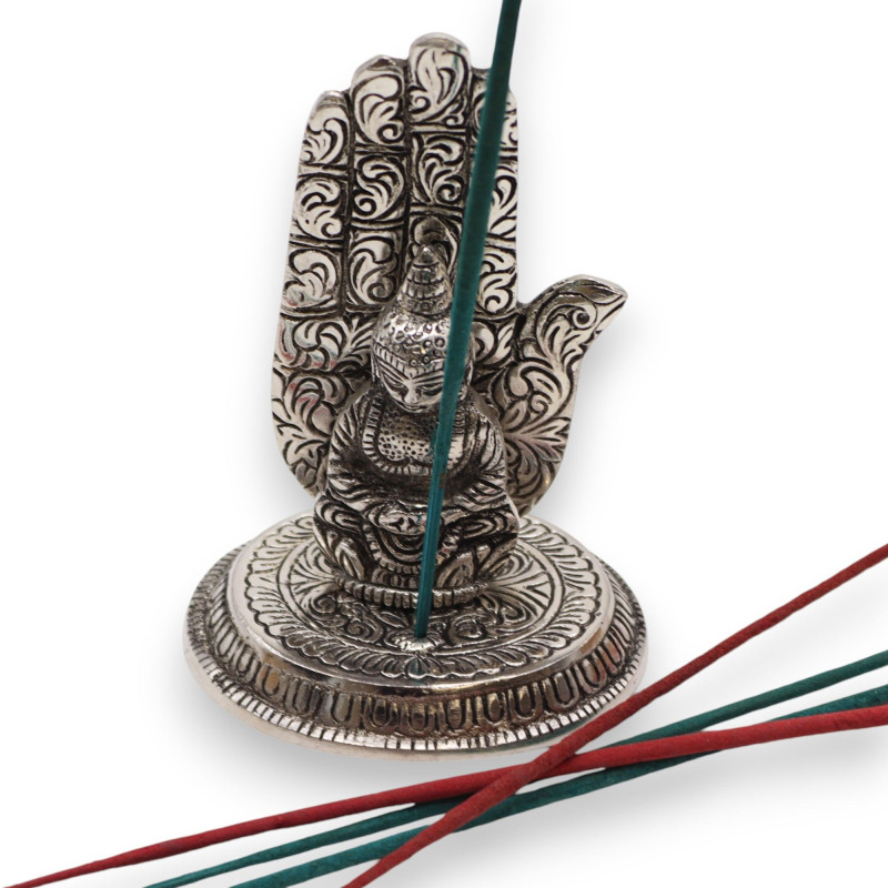 Porte-encens Bouddha en main 13x9cm