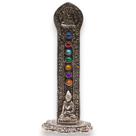 Porte-encens Bouddha Tour des 7 Chakras 16x6x7cm