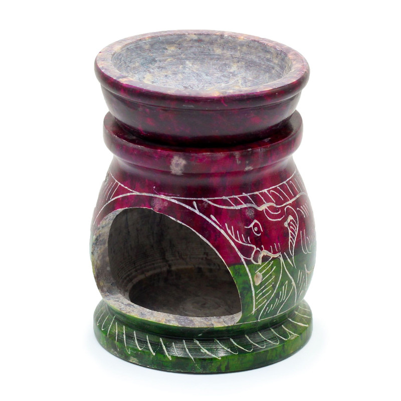 Petit brûle-parfum en stéatite colorée 8 cm - Om & Elephant