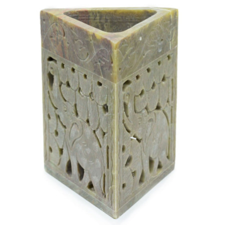 Brûleur à huile triangulaire en stéatite 11 x 9 cm - Éléphant