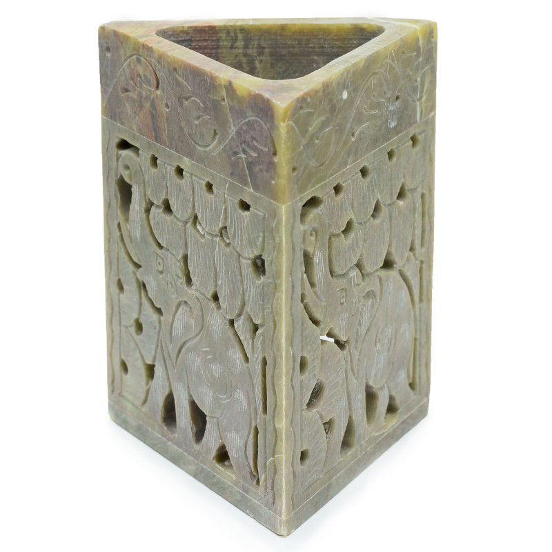 Brûleur à huile triangulaire en stéatite 11 x 9 cm - Éléphant