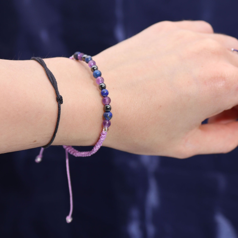 Bougie en cristal du zodiaque avec bracelet en pierres précieuses - Verseau