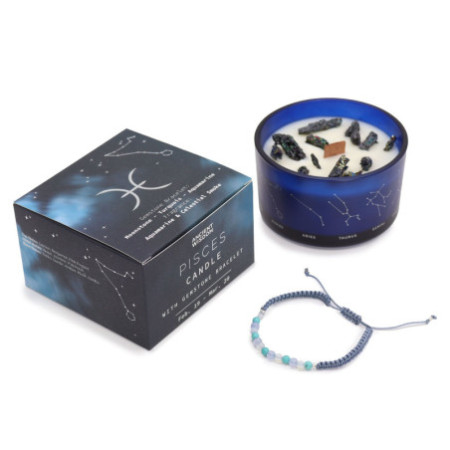 Bougie en cristal du zodiaque avec bracelet en pierres précieuses - Poissons