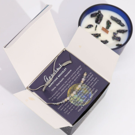 Bougie en cristal du zodiaque avec bracelet en pierres précieuses - Gémeaux