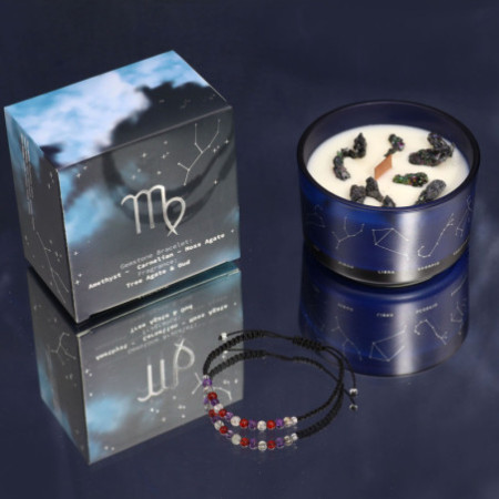 Bougie en cristal du zodiaque avec bracelet en pierres précieuses - Vierge