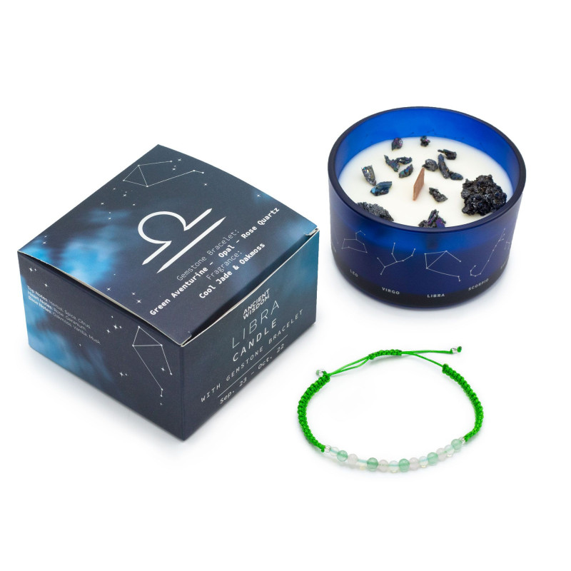 Bougie en cristal du zodiaque avec bracelet en pierres précieuses - Balance