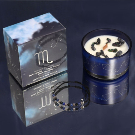 Bougie en cristal du zodiaque avec bracelet en pierres précieuses - Scorpion