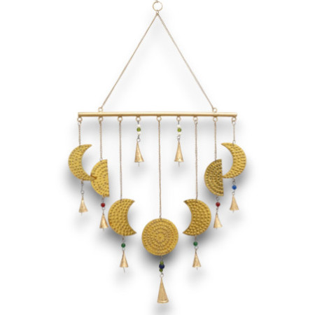 Carillons indiens - Carillons en laiton avec phases de lune - 43 x 40 cm