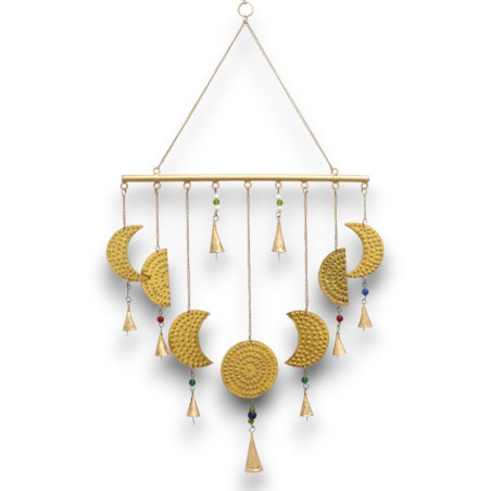 Carillons indiens - Carillons en laiton avec phases de lune - 43 x 40 cm