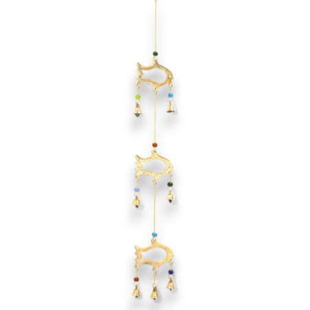 Carillons indiens - Poisson en chute - 7 cloches - 8,5 x 54 cm