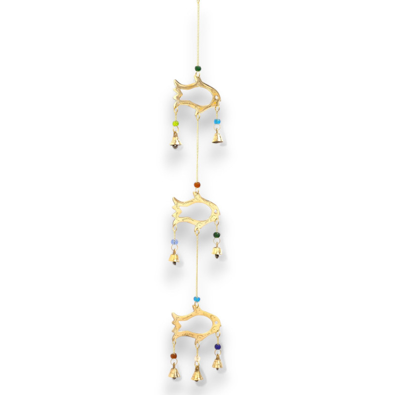 Carillons indiens - Poisson en chute - 7 cloches - 8,5 x 54 cm