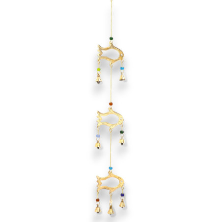 Carillons indiens - Poisson en chute - 7 cloches - 8,5 x 54 cm