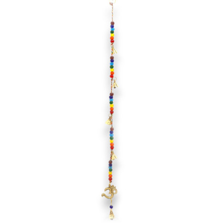 Carillons indiens - Cloches en laiton OM avec perles de chakra - 53 cm