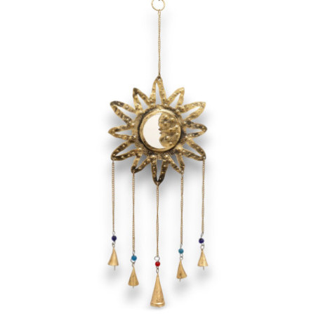 Carillons indiens - Miroir Soleil Lune Sm 5 cloches - 12x65cm