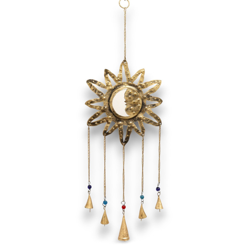 Carillons indiens - Miroir Soleil Lune Sm 5 cloches - 12x65cm