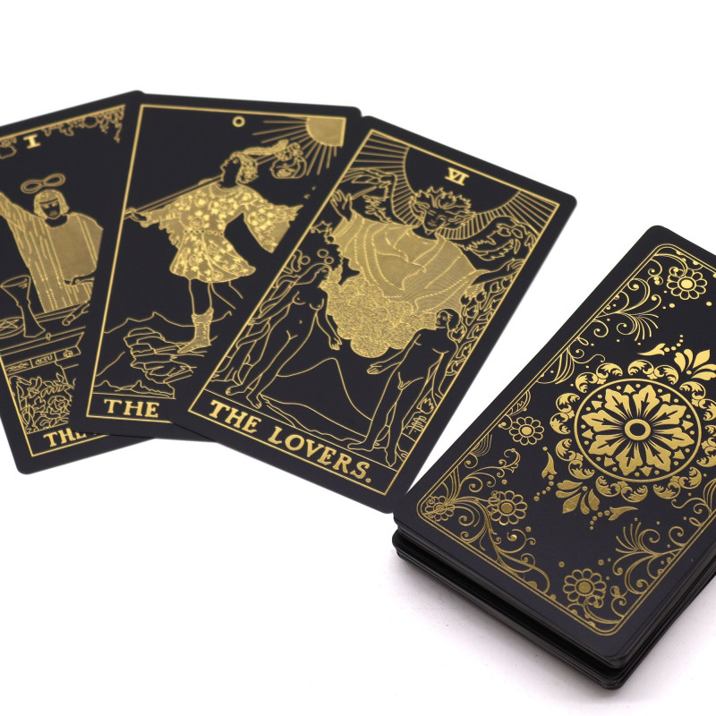 Coffret de tarot feuille d'or avec livre - Coffret cadeau