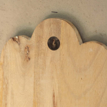 Plaque murale Hamsa en bois de manguier - Blanchi à la chaux 52 cm