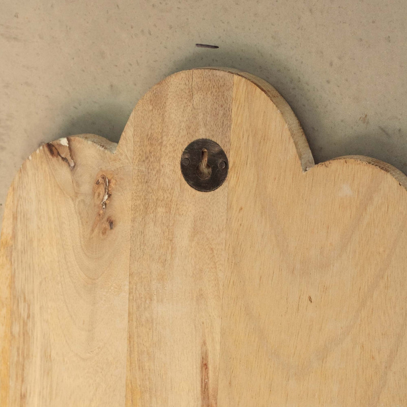 Plaque murale Hamsa en bois de manguier - Blanchi à la chaux 52 cm