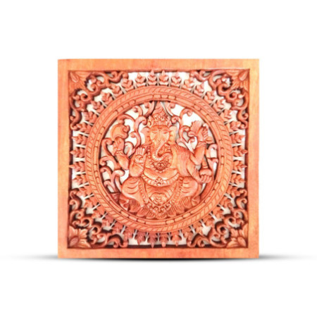 Panneau décoratif carré en bois Bouddha Ganesh 40x40