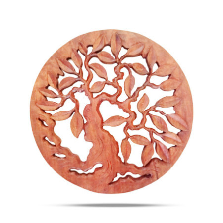 Panneau décoratif rond en bois Arbre de vie 40 cm