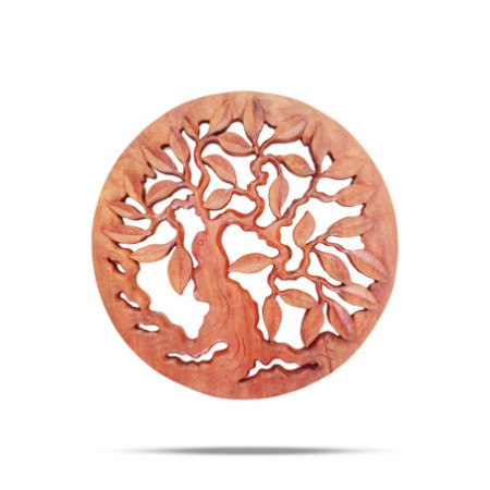 Panneau décoratif rond en bois Arbre de vie 30 cm
