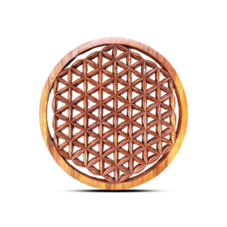 Panneau décoratif rond en bois Fleur de vie 40 cm