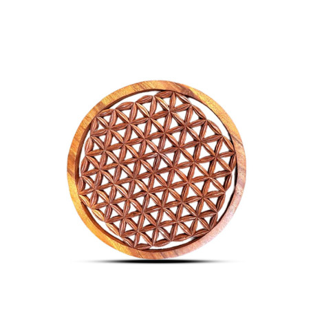 Panneau décoratif rond en bois Fleur de vie 30 cm