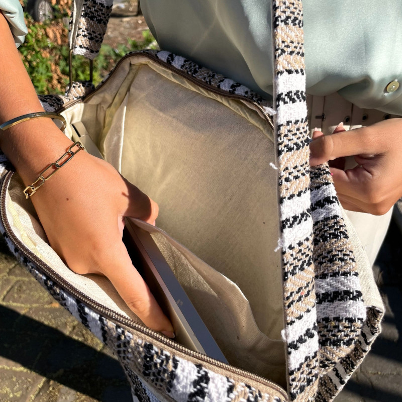 Sacoche pour ordinateur portable Soft Banjar - Crème douce et grise