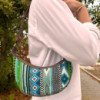 Sac hobo Jacquard - Verts audacieux (bandoulière marron)