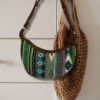 Sac hobo Jacquard - Verts audacieux (bandoulière marron)