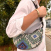 Sac Hobo Jacquard - Geo-Geen (sangle marron)