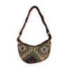 Sac Hobo Jacquard - Geo-Geen (sangle marron)