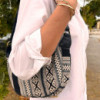 Sac Hobo Jacquard - Gris Métro (bandoulière noire)