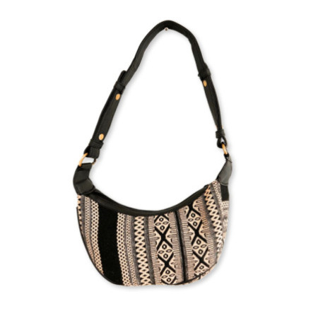 Sac Hobo Jacquard - Gris Métro (bandoulière noire)
