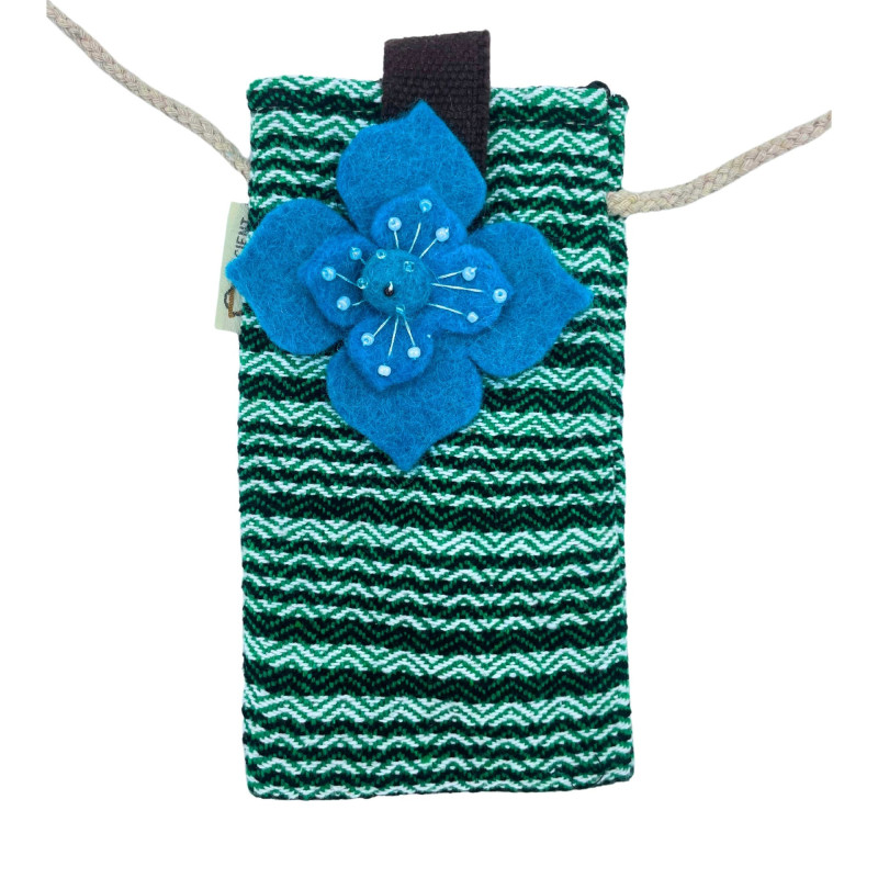 Sacoche pour téléphone Rayures Vertes - décor floral