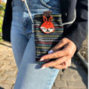 Sacoche pour téléphone noir et multicolore - Décor renard