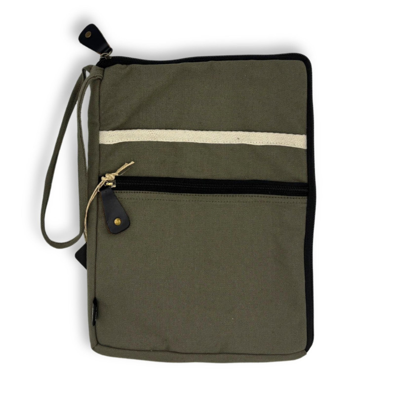 Pochette en toile pour tablette - Olive - 21 x 29 cm