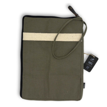 Pochette en toile pour tablette - Olive - 21 x 29 cm