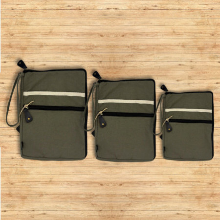 Pochette en toile pour tablette - Olive - 21 x 29 cm