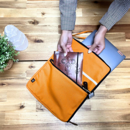 Pochette de voyage en toile pour ordinateur portable - Orange - 24 x 33 cm