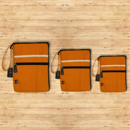 Pochette de voyage en toile pour ordinateur portable - Orange - 24 x 33 cm