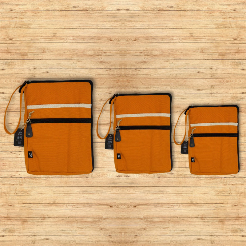 Pochette de voyage en toile pour ordinateur portable - Orange - 24 x 33 cm