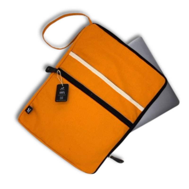Grande pochette en toile pour ordinateur portable - Orange - 30 x 40 cm