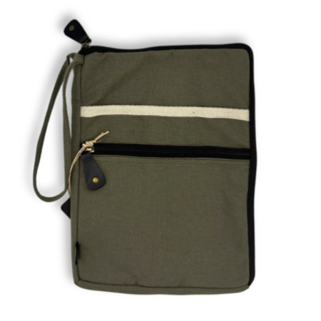 Grande pochette en toile pour ordinateur portable - Olive - 30 x 40 cm
