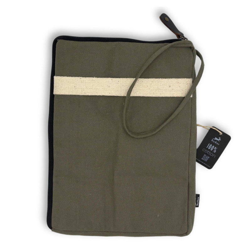 Grande pochette en toile pour ordinateur portable - Olive - 30 x 40 cm