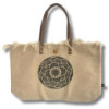 Sac fourre-tout naturel avec anse en cuir - Mandala