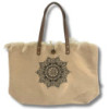 Sac fourre-tout naturel avec anse en cuir - Fleur de vie