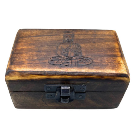 Pilulier en bois 9x5x4cm - Motifs sculptés